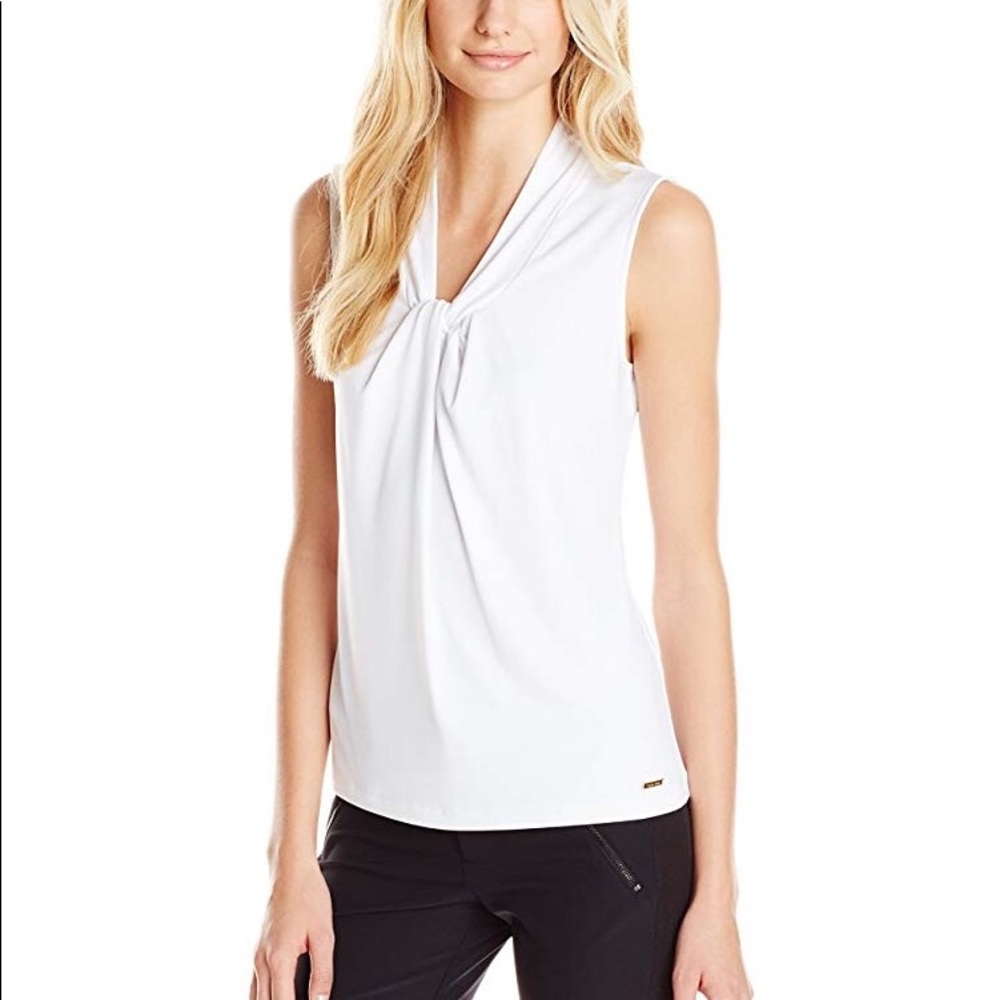 Calvin Klein NWOT White Knot Sleeveless Top Large